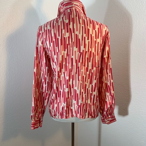 New List🌹Vintage Michael Kors Pink & White Silk Long Sleeve Button Down Blouse - Picture 4 of 6